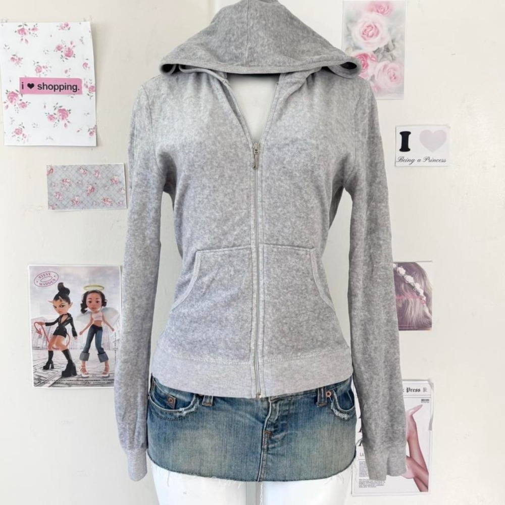 Juicy Couture Light Gray Zip-Up Hoodie